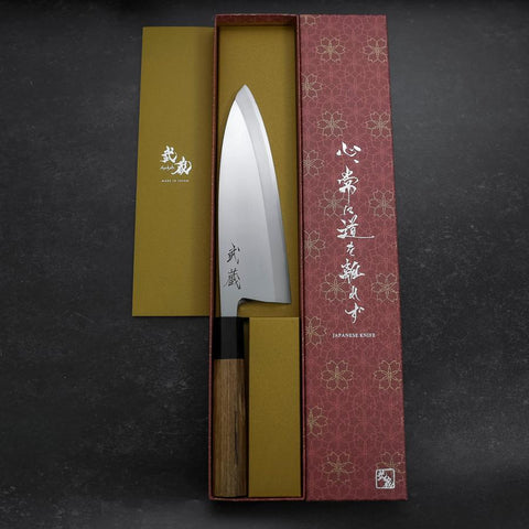 Deba White Steel #2 Kasumi Manche en Buffle et Bois de Teck 195mm-[Musashi]-[Couteaux de cuisine japonais]