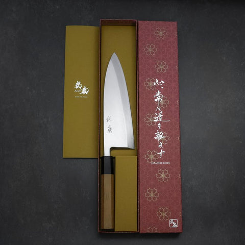 Deba White Steel #2 Kasumi Manche en Buffle et Bois de Teck 210mm-[Musashi]-[Couteaux de cuisine japonais]