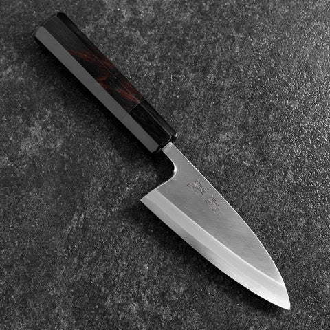 Deba White Steel #2 Kasumi Manche en Buffle et Ébène 120mm-[Musashi]-[Couteaux de cuisine japonais]
