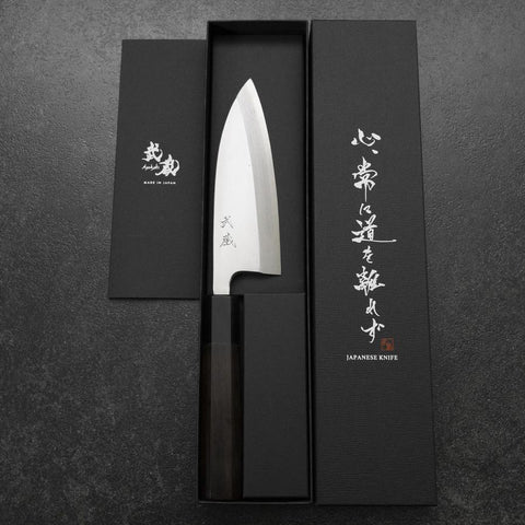 Deba White Steel #2 Kasumi Manche en Buffle et Ébène 150mm-[Musashi]-[Couteaux de cuisine japonais]