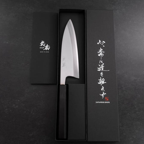 Deba White Steel #2 Kasumi Manche en Buffle et Ébène 165mm-[Musashi]-[Couteaux de cuisine japonais]