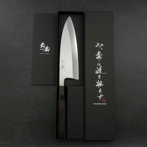 Deba White Steel #2 Kasumi Manche en Buffle et Ébène 180mm-[Musashi]-[Couteaux de cuisine japonais]