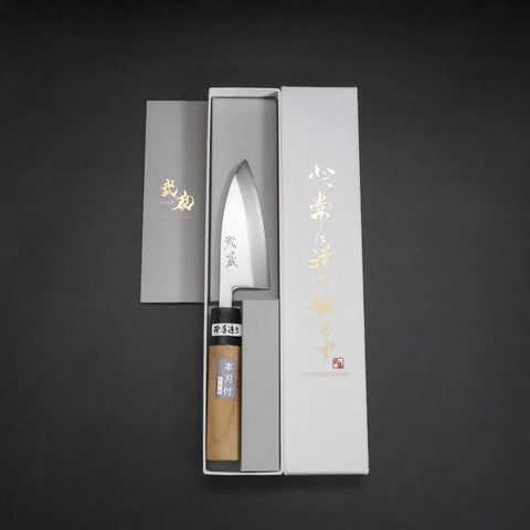 Deba White Steel #2 Kasumi Manche en Cerisier 105mm-[Musashi]-[Couteaux de cuisine japonais]