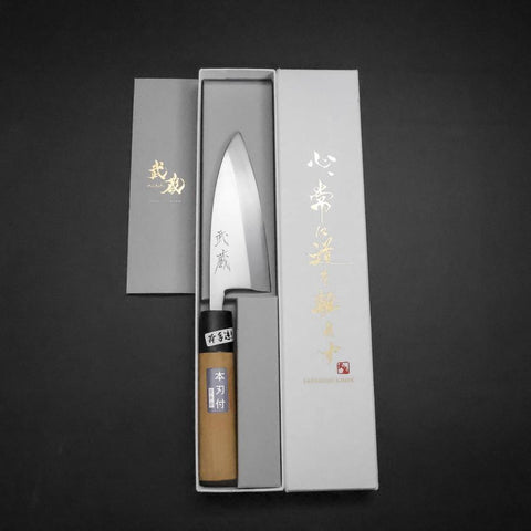 Deba White Steel #2 Kasumi Manche en Cerisier 120mm-[Musashi]-[Couteaux de cuisine japonais]