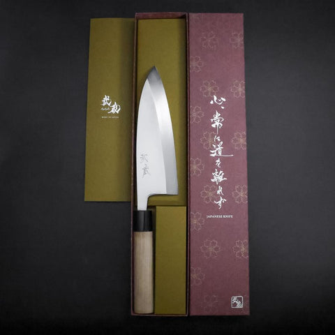 Deba White Steel #2 Kasumi Manche en Cerisier 180mm-[Musashi]-[Couteaux de cuisine japonais]
