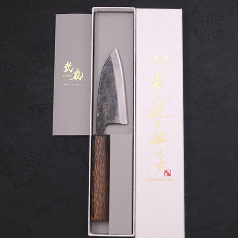 Deba White Steel #2 Kurouchi Manche Sumi Urushi 105mm-[Musashi]-[Couteaux de cuisine japonais]