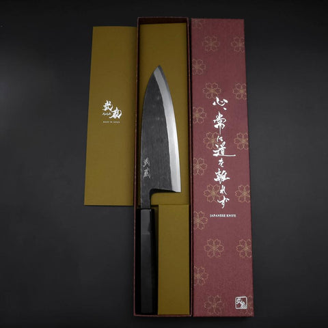 Deba White Steel #2 Kurouchi Manche en Buffle et Ébène 180mm-[Musashi]-[Couteaux de cuisine japonais]