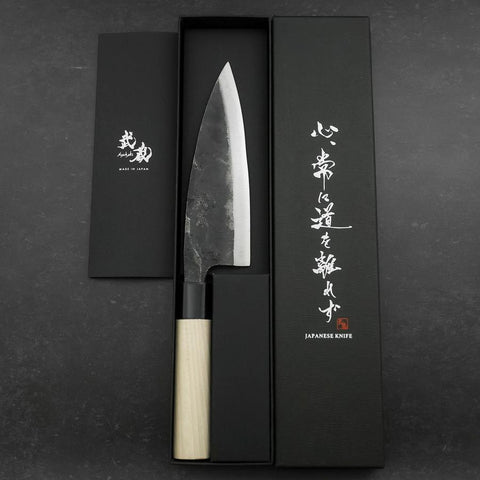 Deba White Steel #2 Kurouchi Manche en Magnolia 165mm-[Musashi]-[Couteaux de cuisine japonais]