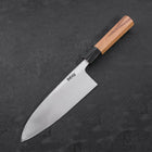Deba White Steel #2 Kurouchi Tsuchime Buffalo Teak Handle 180mm (7”)-[Musashi]-[Couteaux de cuisine japonais]