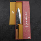 Deba White Steel #2 Kurouchi Tsuchime Buffalo Teak Handle 180mm (7”)-[Musashi]-[Couteaux de cuisine japonais]