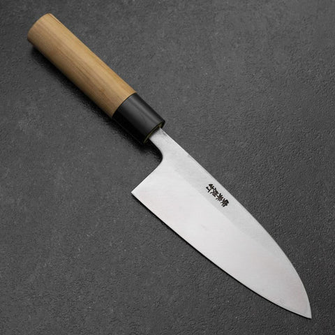 Deba White Steel #2 Kurouchi Tsuchime Cherry Handle 150mm-[Musashi]-[Couteaux de cuisine japonais]
