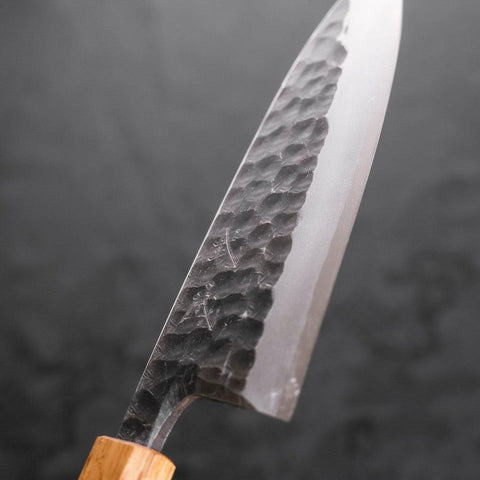 Deba White Steel #2 Kurouchi Tsuchime Manche Yaki Urushi 165mm-[Musashi]-[Couteaux de cuisine japonais]
