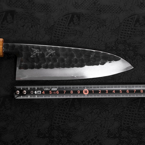 Deba White Steel #2 Kurouchi Tsuchime Manche Yaki Urushi 165mm-[Musashi]-[Couteaux de cuisine japonais]