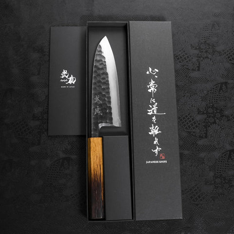 Deba White Steel #2 Kurouchi Tsuchime Manche Yaki Urushi 165mm-[Musashi]-[Couteaux de cuisine japonais]