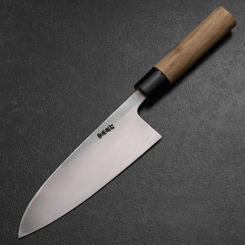 Deba White Steel #2 Kurouchi Tsuchime Manche en Cerisier 165mm-[Musashi]-[Couteaux de cuisine japonais]
