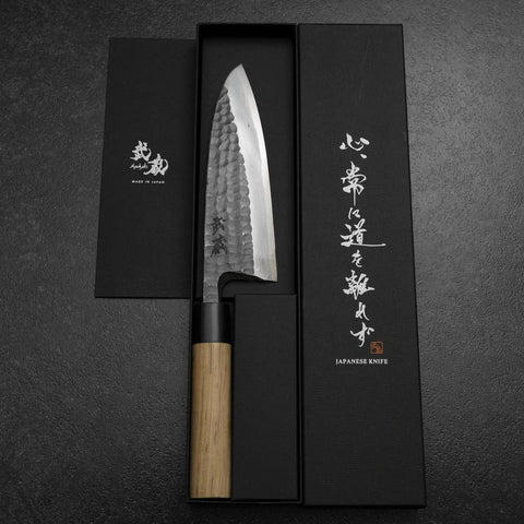 Deba White Steel #2 Kurouchi Tsuchime Manche en Cerisier 165mm-[Musashi]-[Couteaux de cuisine japonais]