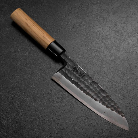 Deba White Steel #2 Kurouchi Tsuchime Manche en Cerisier 165mm-[Musashi]-[Couteaux de cuisine japonais]
