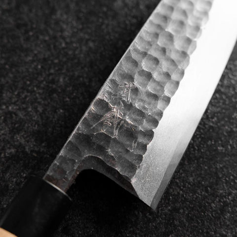 Deba White Steel #2 Kurouchi Tsuchime Manche en Cerisier 180mm-[Musashi]-[Couteaux de cuisine japonais]