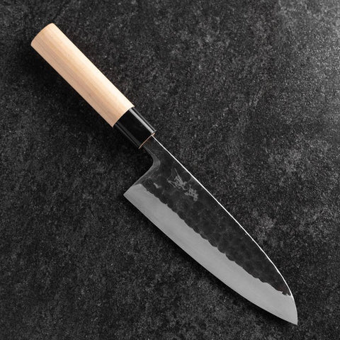 Deba White Steel #2 Kurouchi Tsuchime Manche en Cerisier 180mm-[Musashi]-[Couteaux de cuisine japonais]
