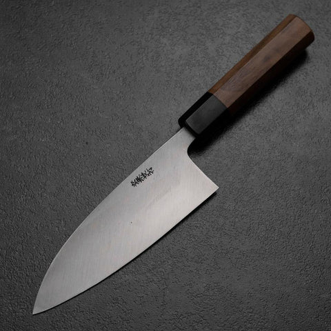 Deba White Steel #2 Kurouchi Tsuchime Manche en Noyer 150mm-[Musashi]-[Couteaux de cuisine japonais]