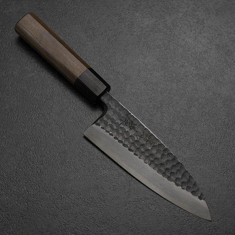 Deba White Steel #2 Kurouchi Tsuchime Manche en Noyer 150mm-[Musashi]-[Couteaux de cuisine japonais]