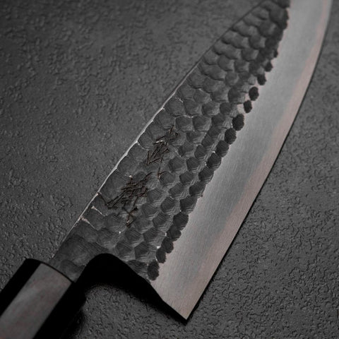 Deba White Steel #2 Kurouchi Tsuchime Manche en Noyer 165mm-[Musashi]-[Couteaux de cuisine japonais]