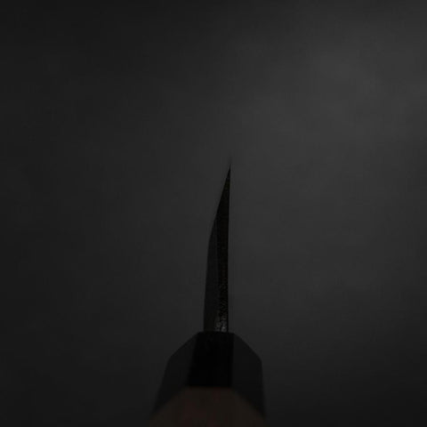 Deba White Steel #2 Kurouchi Tsuchime Manche en Noyer 165mm-[Musashi]-[Couteaux de cuisine japonais]