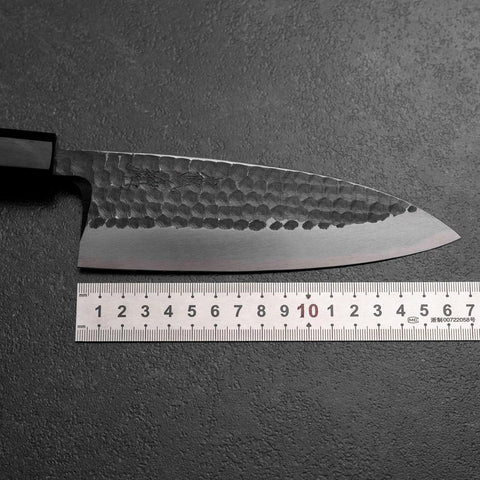 Deba White Steel #2 Kurouchi Tsuchime Manche en Noyer 165mm-[Musashi]-[Couteaux de cuisine japonais]