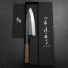 Deba White Steel #2 Kurouchi Tsuchime Manche en Noyer 165mm-[Musashi]-[Couteaux de cuisine japonais]
