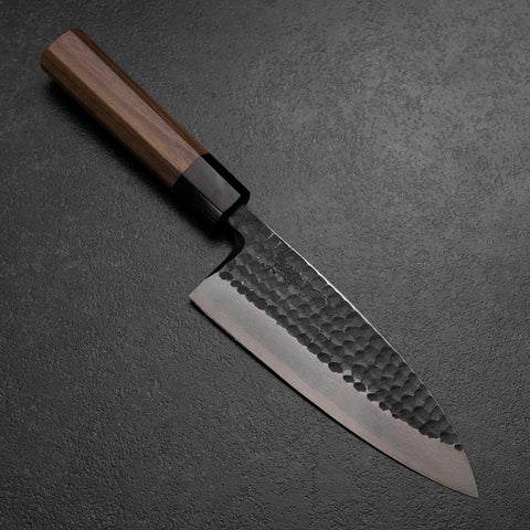 Deba White Steel #2 Kurouchi Tsuchime Manche en Noyer 165mm-[Musashi]-[Couteaux de cuisine japonais]