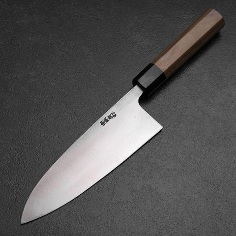 Deba White Steel #2 Kurouchi Tsuchime Manche en Noyer 180mm-[Musashi]-[Couteaux de cuisine japonais]