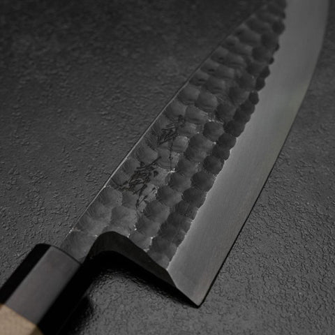 Deba White Steel #2 Kurouchi Tsuchime Manche en Noyer 180mm-[Musashi]-[Couteaux de cuisine japonais]