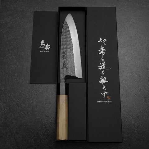 Deba White Steel #2 Kurouchi Tsuchime Manche en Noyer 180mm-[Musashi]-[Couteaux de cuisine japonais]