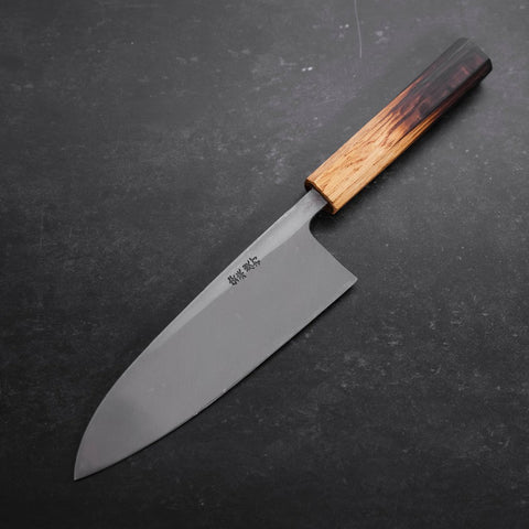 Deba White Steel #2 Kurouchi Tsuchime Manche en Yaki Urushi 180mm-[Musashi]-[Couteaux de cuisine japonais]