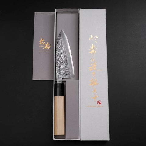 Deba White Steel #2 Nashiji Manche en Magnolia 120mm-[Musashi]-[Couteaux de cuisine japonais]