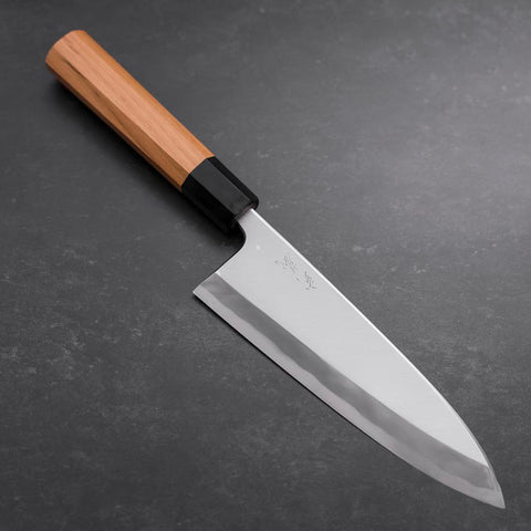 Deba White steel #2 Hon-Kasumi Manche en Buffle et Bois de Teck 180mm-[Musashi]-[Couteaux de cuisine japonais]