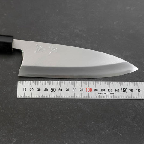Deba White steel #2 Kasumi Buffalo Magnolia Handle 165mm (Kurigata)-[Musashi]-[Couteaux de cuisine japonais]