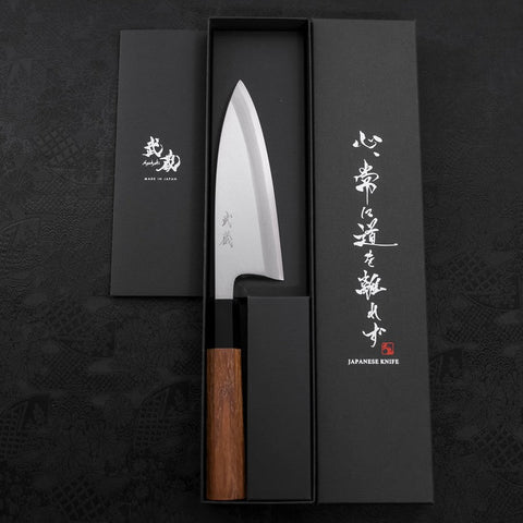 Deba White Steel #2 Kasumi Manche en Buffle et Teck 150mm-[Musashi]-[Couteaux de cuisine japonais]