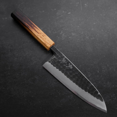 Deba White steel #2 Kurouchi Tsuchime Manche en Yaki Urushi 180mm-[Musashi]-[Couteaux de cuisine japonais]