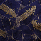Étui à Couteaux Style Japonais Musashi Bleu Marine et Doré Dragon 1 Pochette Fait Main-[Musashi]-[Couteaux de cuisine japonais]