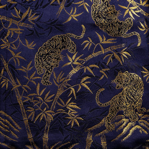Étui à Couteaux Style Japonais Musashi Bleu Marine et Doré Tigre 1 Pochette Fait Main-[Musashi]-[Couteaux de cuisine japonais]