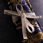 Étui à Couteaux Style Japonais Musashi Bleu Marine et Doré Tigre 4 Pochette Fait Main-[Musashi]-[Couteaux de cuisine japonais]