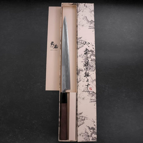 Fuguhiki White Steel #1 Miroir Manche en Buffle et Noyer 270mm-[Musashi]-[Couteaux de cuisine japonais]