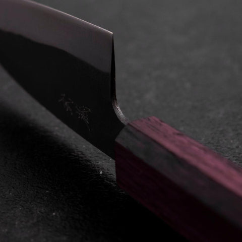 Funayuki Blue Steel #1 Kurouchi Manche Urushi Pourpre 105mm-[Musashi]-[Couteaux de cuisine japonais]
