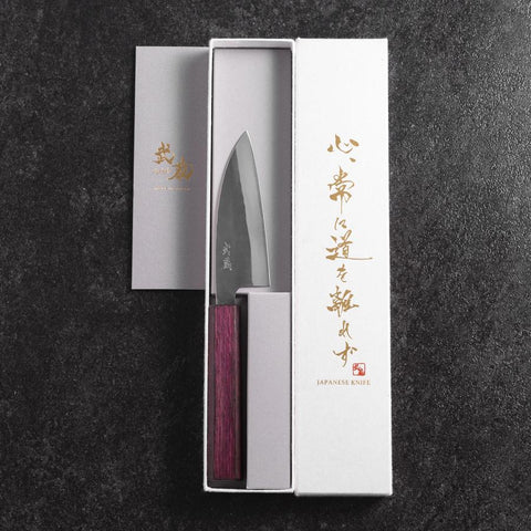 Funayuki Blue Steel #1 Kurouchi Manche Urushi Pourpre 105mm-[Musashi]-[Couteaux de cuisine japonais]