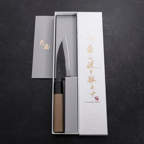 Funayuki Blue Steel #1 Kurouchi Manche en Buffle et Magnolia 105mm-[Musashi]-[Couteaux de cuisine japonais]