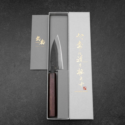 Funayuki Blue Steel #1 Kurouchi Pourpre Manche Urushi 105mm-[Musashi]-[Couteaux de cuisine japonais]