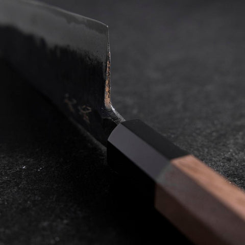 Funayuki Blue Steel #2 Kurouchi Buffalo Walnut Handle 165mm (6.5”)-[Musashi]-[Japanese-Kitchen-Knives]