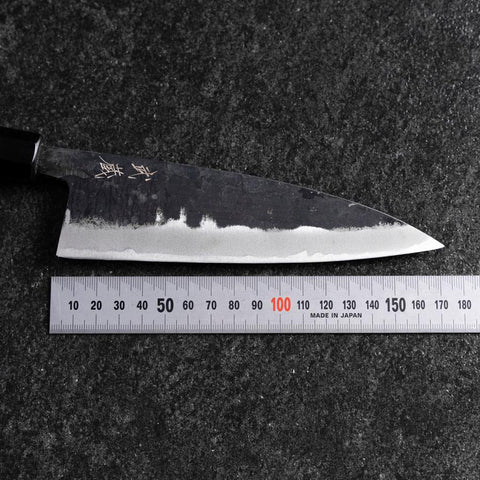 Funayuki Blue Steel #2 Kurouchi Buffalo Walnut Handle 165mm (6.5”)-[Musashi]-[Japanese-Kitchen-Knives]