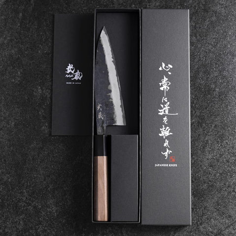 Funayuki Blue Steel #2 Kurouchi Buffalo Walnut Handle 165mm (6.5”)-[Musashi]-[Japanese-Kitchen-Knives]